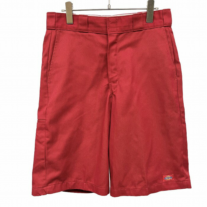 【中古】ディッキーズ Dickies チノショーツ ショートパンツ ハーフパンツ ワークパンツ ロゴパッチ ジップフライ ポリ×綿 30 レッド 赤 メンズ