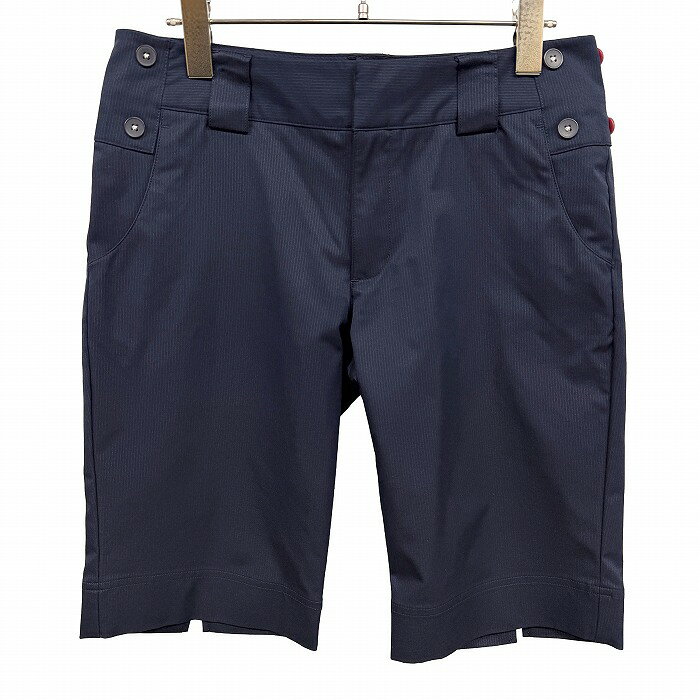 Rakuten - 【中古】[印象AB] adidas アディダス ハーフパンツ / ショートパンツ レディース L ネイビー 紺 ポリ100% ゴルフ ピンストライプ 後ろの裾にスリット ロゴ刺繍