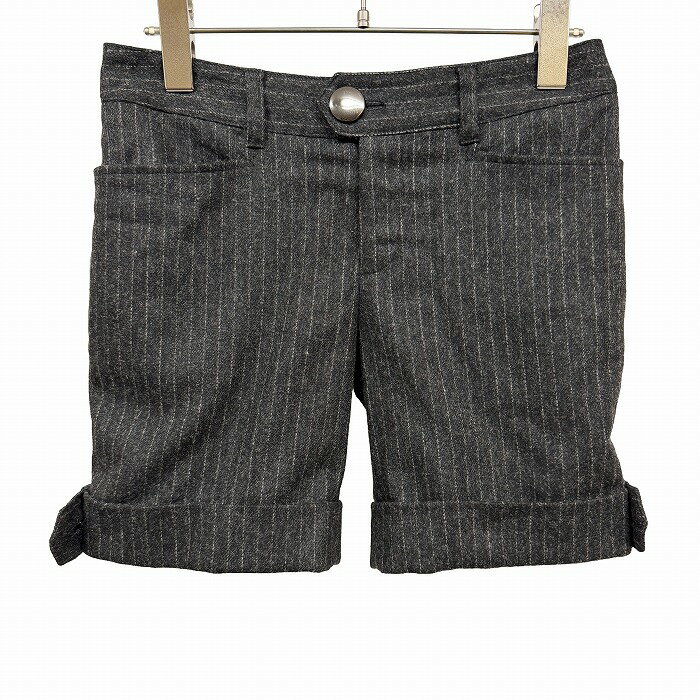 樂天商城 - 【中古】[印象AB] MINIMUM MINIMUM ミニマムミニマム ショートパンツ レディース 1 チャコールグレー ナイロンなど ジップフライ ローライズ(股上が浅い) 起毛 ピンストライプ 裏地付き 裾ダブル 古着