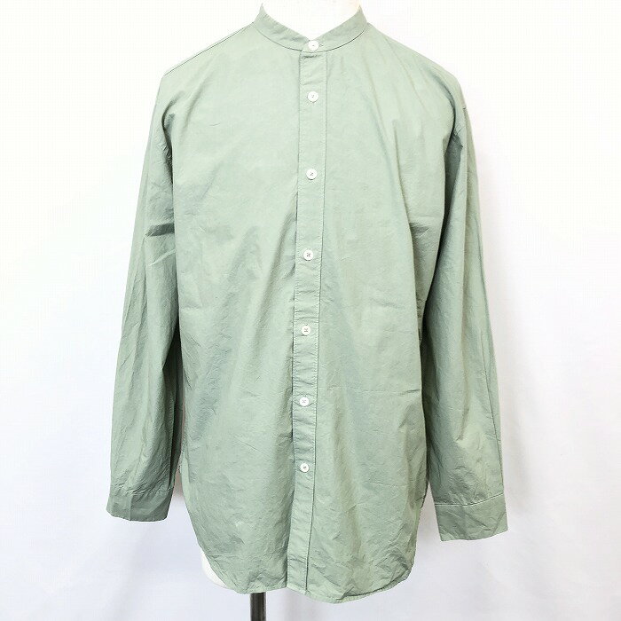 Rakuten - 【スーパーSALE★半額★対象商品】【中古】[印象B] ADAM ET ROPE' アダムエロペ 長袖バンドカラーシャツ メンズ M グリーン系 緑 綿100% コットン シャリ感のある生地 無地 ポケット無し