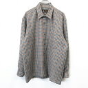 【中古】DALTON STREET ダルトンストリート L メンズ 男性 微起毛 シャツ チェック 長袖 胸ポケット 日本製 ニューウール100% 茶色×緑×青×グレー