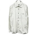 【中古】ジョセフアブード JOSEPH ABBOUD シャツ 長袖 花柄 植物柄 胸ポケット ロングスリーブ 綿100% L 緑 グリーン×オフホワイト メンズ