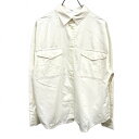 アズールバイマウジー 【新品/訳アリ】AZUL by moussy シャツ 無地 両胸フラップポケット 長袖 レーヨン×綿 S オフホワイト レディース