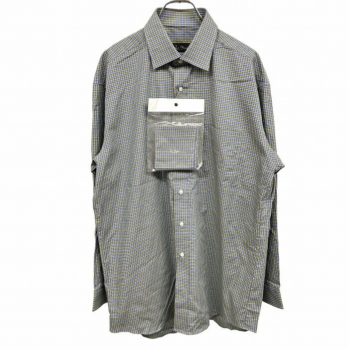 Rakuten - 【スーパーSALE★30%OFF★対象商品】【中古】[印象A] LES MUES レミュー シャツ メンズ M (83) グリーン×ネイビー 緑×紺 綿100% コットン チェック 胸ポケット 長袖 ロングスリーブ