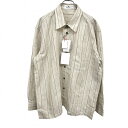 ショットアロー 【新品】Shot Arrow シャツ ストライプ ボックスカット 長袖 綿×ポリ×麻 LL XL ベージュ ベージュ系×茶×白 メンズ(4)