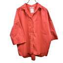 【中古】ニコアンド niko and ... オープンカラーシャツ 開襟 ロングテール 7分袖 ワイヤー襟 ポケット無し 綿100% M レッド系 赤系 レディ...