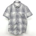 【中古】Calvin Klein カルバンクライン S メンズ(レディース?) シャツ チェック 両胸フラップポケット 半袖 綿100% ネイビー×ホワイト×グ...