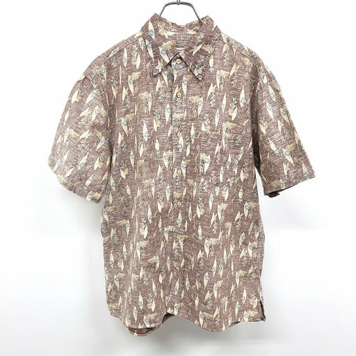 【中古】Kaluluwa カルルワ L メンズ 男性 シャツ 花柄×植物柄 フラワー ボタニカル ボタンダウン ココナッツボタン 半袖 - ブラウン×ブルー 茶色 【中古】Kaluluwa カルルワ L メンズ 男性 シャツ 花柄×植物柄 フラワー ボタニカル ボタンダウン ココナッツボタン 半袖 - ブラウン×ブルー 茶色
