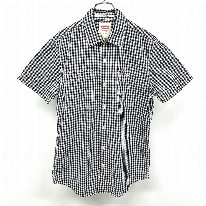 ＼楽天お買い物マラソン／専用クーポン配布中＆全品PT10倍!! ※バナー参照■□LEVI'S リーバイス S メンズ シャツ ギンガムチェック レギュラーカラー 半袖 両胸ポケット 綿100% コットン ブラック×ホワイト 黒×白