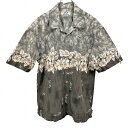 【全品ポイント10倍|開催中|SALE商品多数!!|〜06/11(水)01:59まで\6月楽天スーパーSALE/クーポン配布中】【中古】ピコ PIKO オープンカラーシャツ アロハ柄 花柄 半袖 胸ポケット ボックスカット 綿100% M グレー グレー×ブラウン×ベージュ メンズ(4)