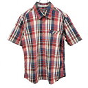 【全品ポイント10倍|開催中|SALE商品多数!!|〜06/11(水)01:59まで\6月楽天スーパーSALE/クーポン配布中】【中古】エディーバウアー Eddie Bauer シャツ チェック 胸ポケット 半袖 レギュラーカラー 綿100% S 赤×紺×カーキ×グレーベージュ メンズ(4)