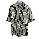 【全品ポイント10倍|開催中|〜06/27(金)01:59まで\6月お買い物マラソン/100円〜2,000円OFFクーポン配布中】【中古】The Hawaiian Original シャツ アロハ柄 花柄 レギュラーカラー 半袖 ポケット シルク×コットン S ブラック 黒×青系×ベージュ メンズ(4)