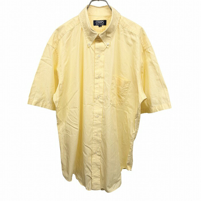 乐天商城 - 【中古】[印象AB] CHAPS RALPH LAUREN チャップス ラルフローレン ボタンダウンシャツ メンズ LL XL 2L イエロー 黄 綿100% ストライプ 半袖 胸ポケット