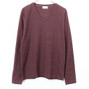 【中古】J.N.R.D JUNRED ジュンレッド 1 メンズ 男性 Tシャツ カットソー ジャカード ボーダー ボヘミアン Vネック 長袖 綿100% ボルド...
