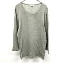 【中古】a.v.v HOMME アーヴェヴェオム 48 メンズ 男性 カットソー Tシャツ 柔らかめの生地感 リブストライプ 7分袖 Uネック 綿100% ヘザ...