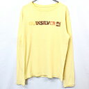 【中古】QUIKSILVER クイックシルバー S メンズ 男性 Tシャツ カットソー ロゴ プリント 丸首 長袖 ロングスリーブ 綿100% コットン イエロ...