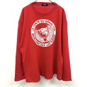 【中古】QUATRE VINGT DIXANS - 3L 2XL XXL メンズ 男性 Tシャツ カットソー 両面プリント 文字 盾 羽根 丸首 長袖 綿100...