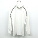 【中古】UNDER ARMOUR - XL メンズ(レディース?) アンダーシャツ スポーツ 背中メッシュ ストレッチ 長袖 ホワイト×オフホワイト×グレー 白