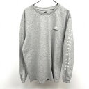 【中古】ニューバランス NB NEW BALANCE Tシャツ 長袖 ロゴプリント 袖プリント 丸首 カットソー 綿100% L ヘザーグレー 杢グレー×黒×白...