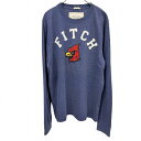 【中古】アバクロンビーアンドフィッチ Abercrombie&Fitch 微起毛 Tシャツ 鳥の刺繍 英字 文字 長袖 綿×ポリ XXL 3L ヘザーネイビー ...