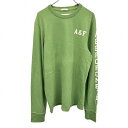 【中古】アバクロンビーアンドフィッチ Abercrombie&Fitch Tシャツ ロゴ刺繍 フロッキープリント MUSCLE 長袖 丸首 綿100% L グリ...