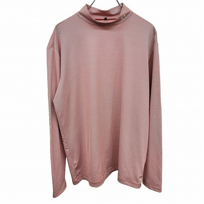 【まもなく開催＼明日12/1(月)午前00:00〜24時間限定!!毎月1日はワンダフルデー／★楽天スーパーSALEは12/4〜★】【中古】イグニオ IGNIO ゴルフ Tシャツ モックネック マイクロボーダー ストレッチ 長袖 ポリエステル×ポリウレタン L レッド 赤×白 メンズ