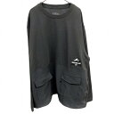 【中古】BH OUTDOOR CLOTHING Tシャツ 雪山のロゴパッチ 長袖 綿100%(別布:ポリ100%) 4L チャコールグレー グレー×ネイビーグレ...