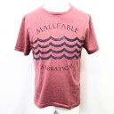 【中古】a.v.v HOMME アーヴェヴェオム M メンズ 半袖Tシャツ カットソー 英字 波柄 プリント 丸首 クルーネック 服 ポリエステル×綿 ヘザーピ...