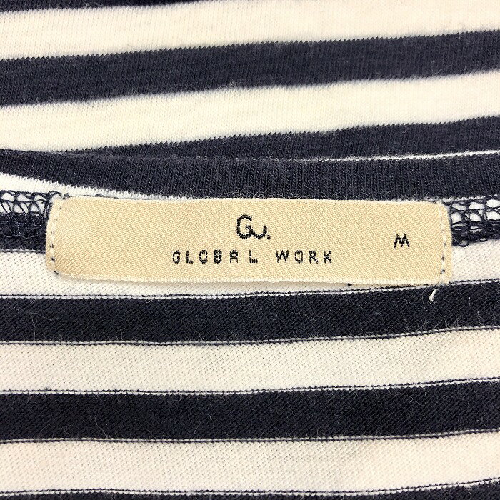 【中古】[印象B] GLOBAL WORK グローバルワーク 半袖Tシャツ / カットソー レディース M ホワイト×ネイビー 白×紺 綿100% コットン マリンボーダー Uネック undo-rowa-10042988 Undo Rowa 楽天市場店 サンプル画像3