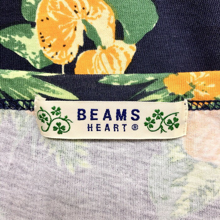 【中古】[印象AB] BEAMS HEART ビームスハート Tシャツ レディース ネイビー×グリーン×オレンジ 綿100% トロピカル柄 パイナップル ハイビスカス 半袖 undo-rowa-10041935 Undo Rowa 楽天市場店 サンプル画像3