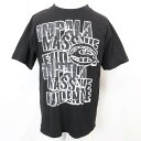 【中古】IMPALA インパラ M メンズ 男性 半袖Tシャツ カットソー トップス 両面英字プリント ロゴ 丸首 クルーネック 綿100% コットン ブラック...