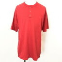 【中古】Dickies ディッキーズ XL メンズ 男性 Tシャツ カットソー 無地 裾にロゴ ヘンリーネック 半袖 ショートスリーブ 綿100% レッド系 赤...