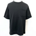 【中古】nano・universe ナノユニバース S メンズ Tシャツ カットソー 裏毛 表面ツルツル生地 無地 丸首 半袖 日本製 ナイロン×綿 ブラック ...