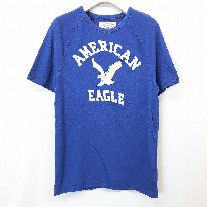 ◇◆＼楽天スーパーSALE!!割引き対象商品／◆◇更にクーポン＆PTアップも！※バナー参照◆American Eagle アメリカンイーグル S メンズ 男性 Tシャツ カットソー ロゴ刺繍 鳥 鷲 ワシ 丸首 ラグラン 半袖 綿100% ヘザーブルー 杢青