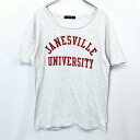 【中古】RAGEBLUE レイジブルー M メンズ 男性 Tシャツ カレッジプリント フロッキー ラウンドネック 半袖 綿100% ヘザーカラー(ホワイト×グレ...