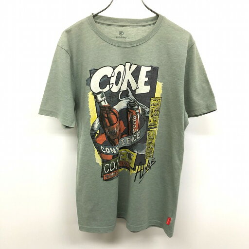 【中古】good day グッデイ M メンズ 男性 Tシャツ カットソー プリント イラスト コカ・コーラ Coca-Cola 丸首 半袖 ポリ×綿 ヘザーグリーン 杢緑 【中古】good day グッデイ M メンズ 男性 Tシャツ カットソー プリント イラスト コカ・コーラ Coca-Cola 丸首 半袖 ポリ×綿 ヘザーグリーン 杢緑