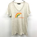 【中古】UNITED ARROWS RHYTHM OF LIFE - M レディース(メンズ?) Tシャツ 虹 レインボー rainbow Vネック 半袖 ヘザ...