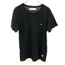 【中古】JOURNAL STANDARD × melple ジャーナルスタンダード×メイプル S レディース(メンズ?) Tシャツ 裾にロゴ 半袖 ポケット 日本製 綿100% 黒(4)