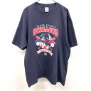 【中古】PRINTSTAR プリントスター XL メンズ 男性 野球 Tシャツ カットソー 東京ヤクルトスワローズ ベースボール 丸首 半袖 綿100 ネイビー 紺