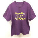 【中古】ギャラリーナインティーンフィフティ Gallery1950 Tシャツ 半袖 『DO NOT LIVE AWKWARDLY』 プリント 日本製 綿100% M 紫×黄×白 メンズ