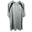 【中古】ヘッド HEAD Tシャツ 半袖 ラグランスリーブ 一部メッシュ生地 ロゴ 丸首 プルオーバー カットソー スポーツ ポリ100% L 杢グレー メンズ