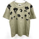 【中古】アーヴェヴェオム a.v.v HOMME Tシャツ 半袖 花柄プリント フラワー カットソー 綿×ポリ(顔料使用) M 緑 ヘザーグリーンカーキ メンズ