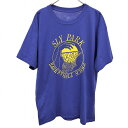 【中古】ヘインズ HANES Tシャツ 輸入古着 バスケットボール イラスト 英字 文字 プリント 半袖 ショートスリーブ 綿×ポリ M ブルー 青 メンズ