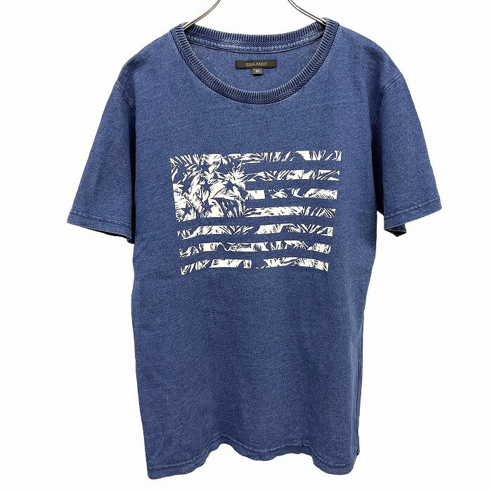 Rakuten - 【スーパーSALE★30%OFF★対象商品】【中古】[印象B] CIAOPANIC チャオパニック Tシャツ メンズ M ヘザーブルー 杢青 綿100% ヤシの木 星条旗 ボーダー 半袖 ショートスリーブ 丸首