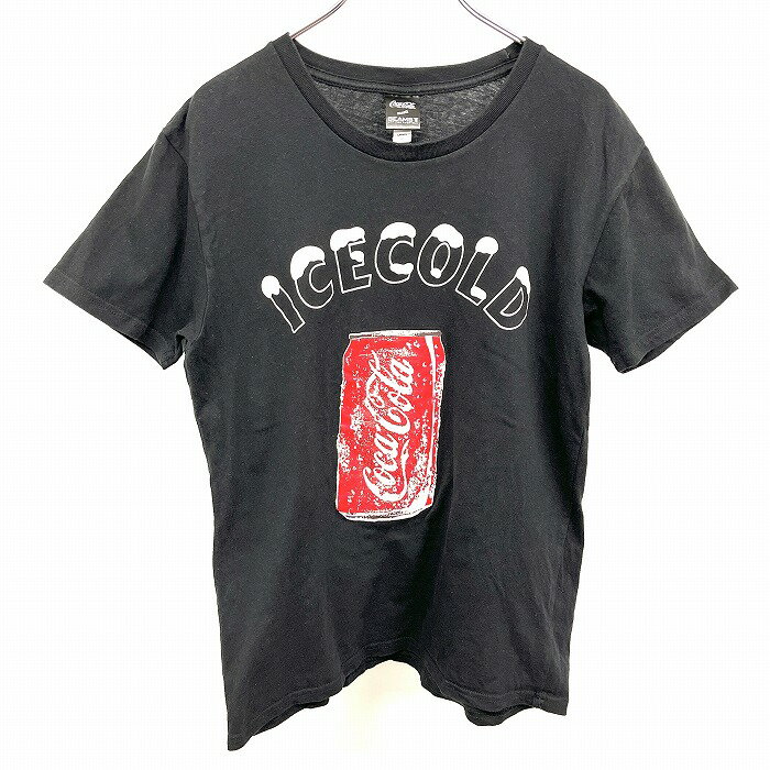 【中古】Coca-Cola × BEAMS T コカ・コーラ×ビームスT M メンズ(レディース？) Tシャツ 「ICECOLD」 半袖 綿100% ブラック×レッド×ホワイト 黒