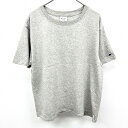 チャンピオン 【新品】Champion Tシャツ 半袖 丸首 袖にロゴパッチ プルオーバー カットソー 綿100% コットン XL ヘザーグレー レディース