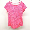 【中古】アディダス adidas Tシャツ 半袖 桜柄 花柄 サクラ さくら 一部メッシュ 丸裾 袖にロゴ ポリ100 L ピンク ピンク×紺×グレー レディース