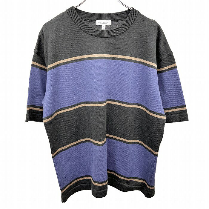 Rakuten - 【スーパーSALE★35%OFF★対象商品】【中古】[印象AB] UNITED ARROWS BEAUTY＆YOUTH ビューティーアンドユース Tシャツ メンズ S ネイビー 紺×チャコールグレー×茶 綿×アクリル ボーダー 半袖