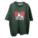 【中古】ベンデイビス BEN DAVIS Tシャツ ゴリラ ロゴ プリント 丸首 5分袖 半袖 英字 文字 綿100% コットン100% L グリーン 緑 メン...