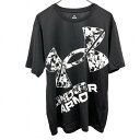 【中古】アンダーアーマー UNDER ARMOUR Tシャツ ロゴプリント 英字 文字 丸首 半袖 ショートスリーブ ポリ100% M ブラック 黒×白×グレー...